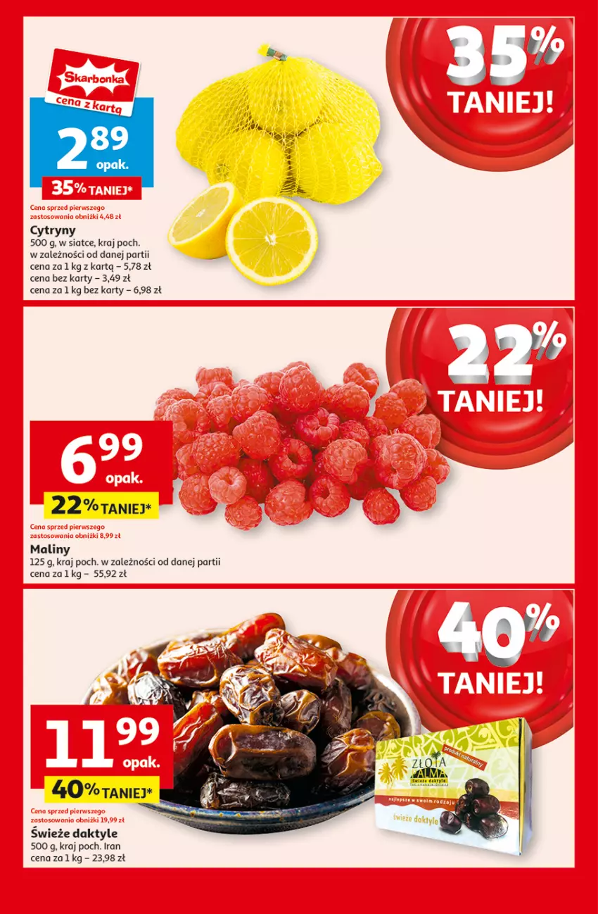 Gazetka promocyjna Auchan - Gazetka Pewność Niskich Cen Hipermarket Auchan - ważna 30.01 do 05.02.2025 - strona 11 - produkty: Cytryny, Daktyle, Fa, Maliny