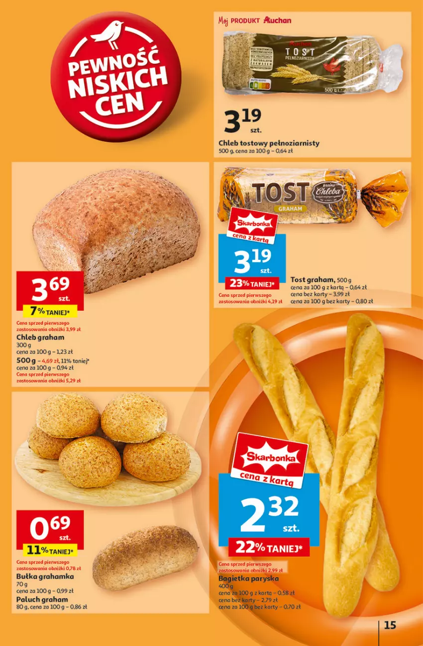 Gazetka promocyjna Auchan - Gazetka Pewność Niskich Cen Hipermarket Auchan - ważna 30.01 do 05.02.2025 - strona 17 - produkty: Bagietka, Bułka, Bułka grahamka, Chleb, Chleb tostowy, Gra