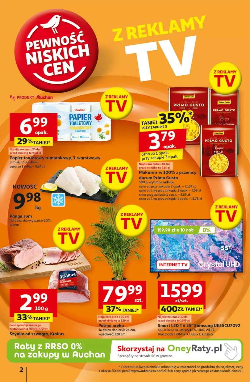 Gazetka promocyjna Auchan - Gazetka Pewność Niskich Cen Hipermarket Auchan - ważna 30.01 do 05.02.2025 - strona 2 - produkty: Glazura, Lazur, LED TV, Makaron, Panga, Rum, Samsung