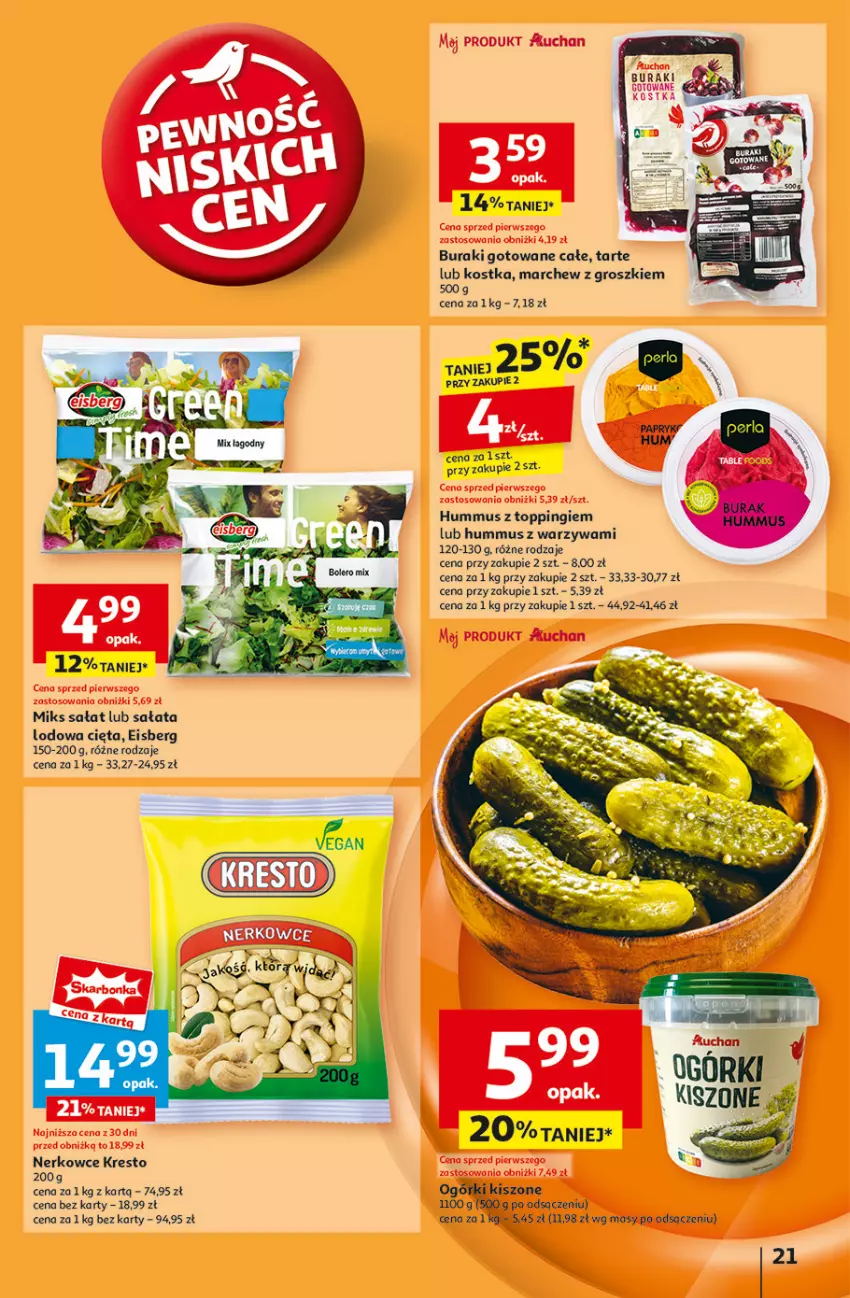 Gazetka promocyjna Auchan - Gazetka Pewność Niskich Cen Hipermarket Auchan - ważna 30.01 do 05.02.2025 - strona 23 - produkty: Buraki, Hummus, Mus, Sałat, Sałata lodowa, Top, Warzywa