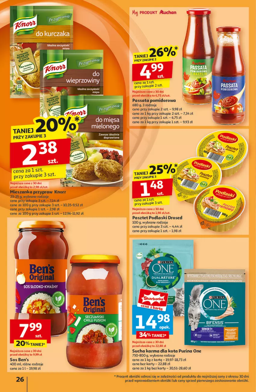 Gazetka promocyjna Auchan - Gazetka Pewność Niskich Cen Hipermarket Auchan - ważna 30.01 do 05.02.2025 - strona 28 - produkty: Fusion, Gin, Knorr, Pasztet, Podlaski, Pur, Purina, Sos, Sucha karma