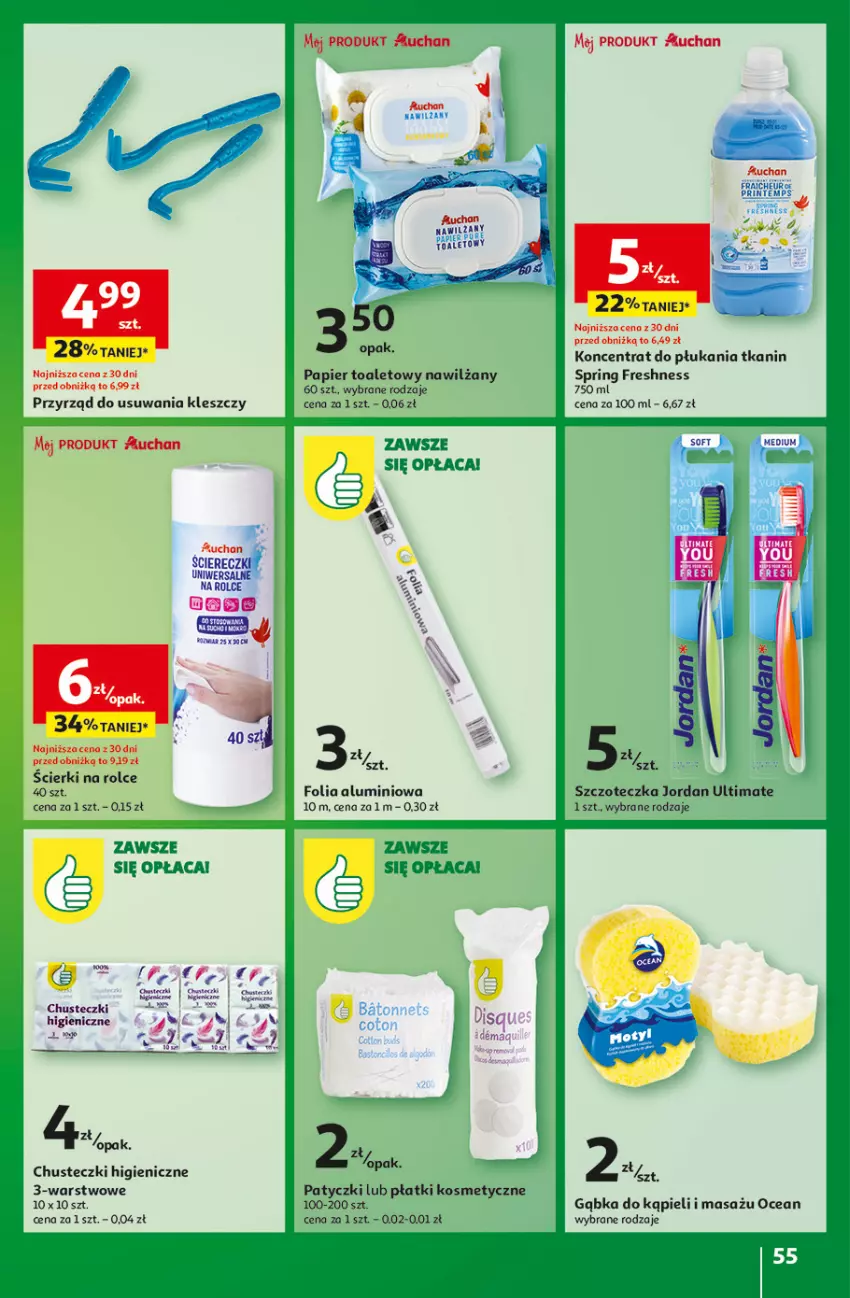 Gazetka promocyjna Auchan - Gazetka Pewność Niskich Cen Hipermarket Auchan - ważna 30.01 do 05.02.2025 - strona 61 - produkty: Chusteczki, Folia aluminiowa, Nawilżany papier, Papier, Papier toaletowy, Płatki kosmetyczne, Szczoteczka