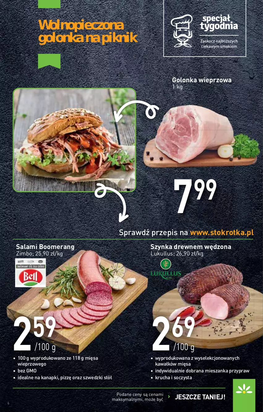 Gazetka promocyjna Stokrotka - Supermarket - ważna 10.06 do 16.06.2021 - strona 6 - produkty: Golonka wieprzowa, Kawa, Piec, Salami, Stół, Szynka