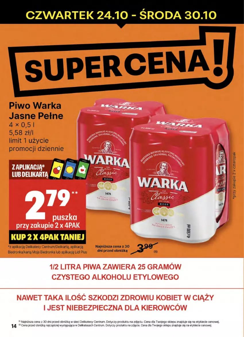 Gazetka promocyjna Delikatesy Centrum - NOWA GAZETKA Delikatesy Centrum od 24 października! 24-30.10.2024 - ważna 24.10 do 30.10.2024 - strona 14 - produkty: Dron, Piwo, Rum, Warka