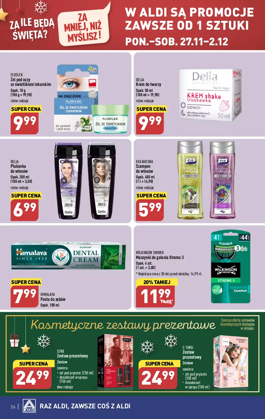 Gazetka promocyjna Aldi - Pełna oferta - ważna 27.11 do 02.12.2023 - strona 26 - produkty: C-Thru, Dezodorant, Himalaya, Krem do twarzy, Pasta do zębów, Str8, Szampon, Wilkinson Sword, Zestaw prezentowy