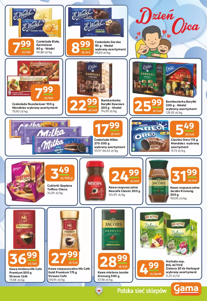 Gazetka promocyjna Gama - Gazetka Gama - ważna 12.06 do 24.06.2025 - strona 5 - produkty: Baryłki, Ciastka, Cukier, Cukierki, Czekolada, Czekolada gorzka, Goplana, Herbapol, Herbata, Jacobs, Kawa, Kawa mielona, Kawa rozpuszczalna, LANA, Milka, Oreo, Ser