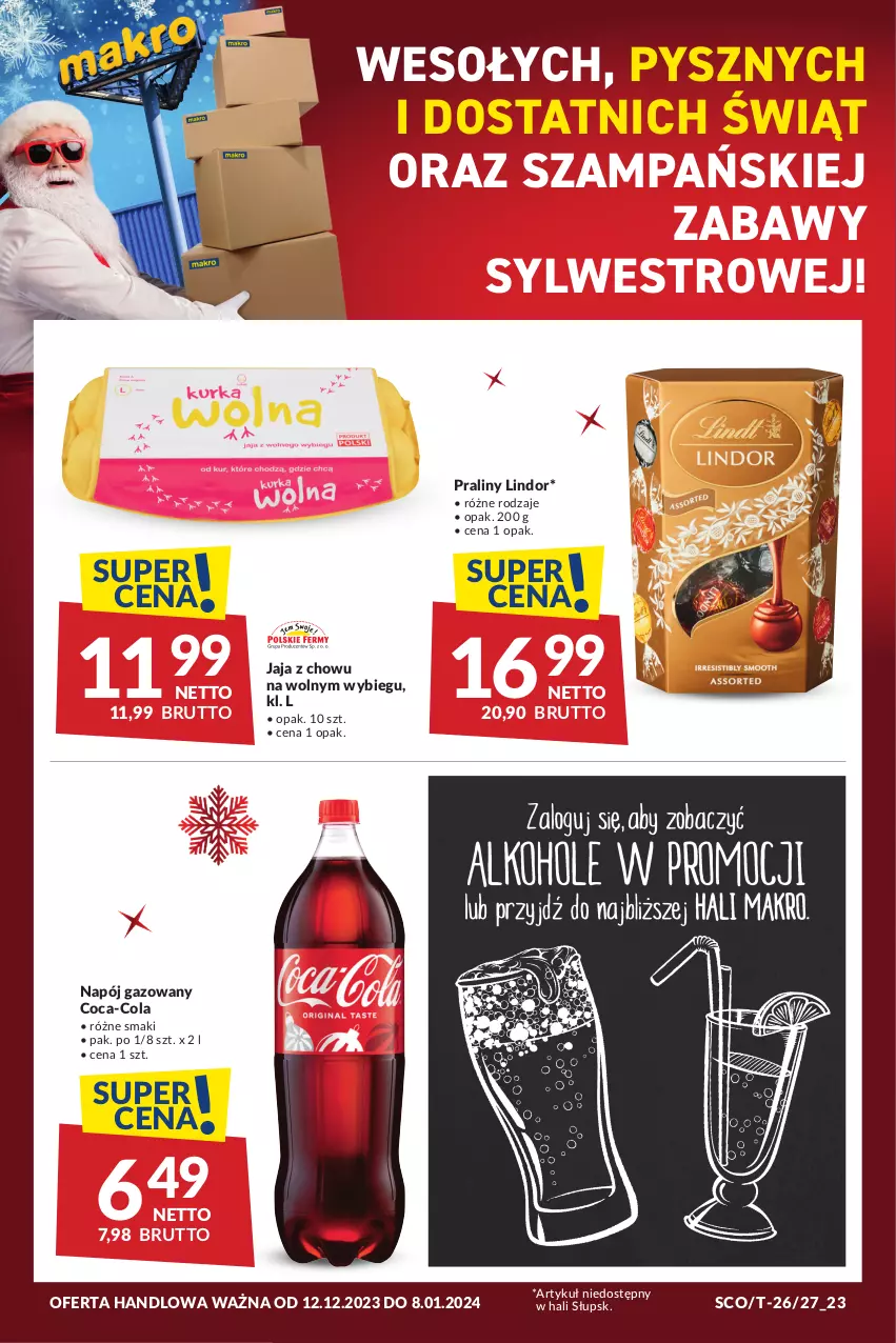 Gazetka promocyjna Makro - Najlepsze oferty - ważna 12.12.2023 do 08.01.2024 - strona 16 - produkty: Coca-Cola, Jaja, Lindor, Napój, Napój gazowany, Praliny