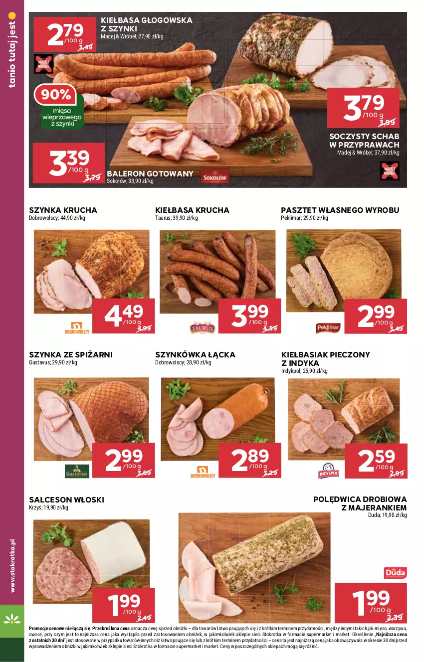 Gazetka promocyjna Stokrotka - Supermarket - ważna 23.10 do 29.10.2025 - strona 12 - produkty: Basia, Duda, Kiełbasa, Kiełbasa głogowska, Kiełbasa krucha, Mięso, Owoce, Pasztet, Piec, Polędwica, Salceson, Sok, Sokołów, Szynka, Warzywa