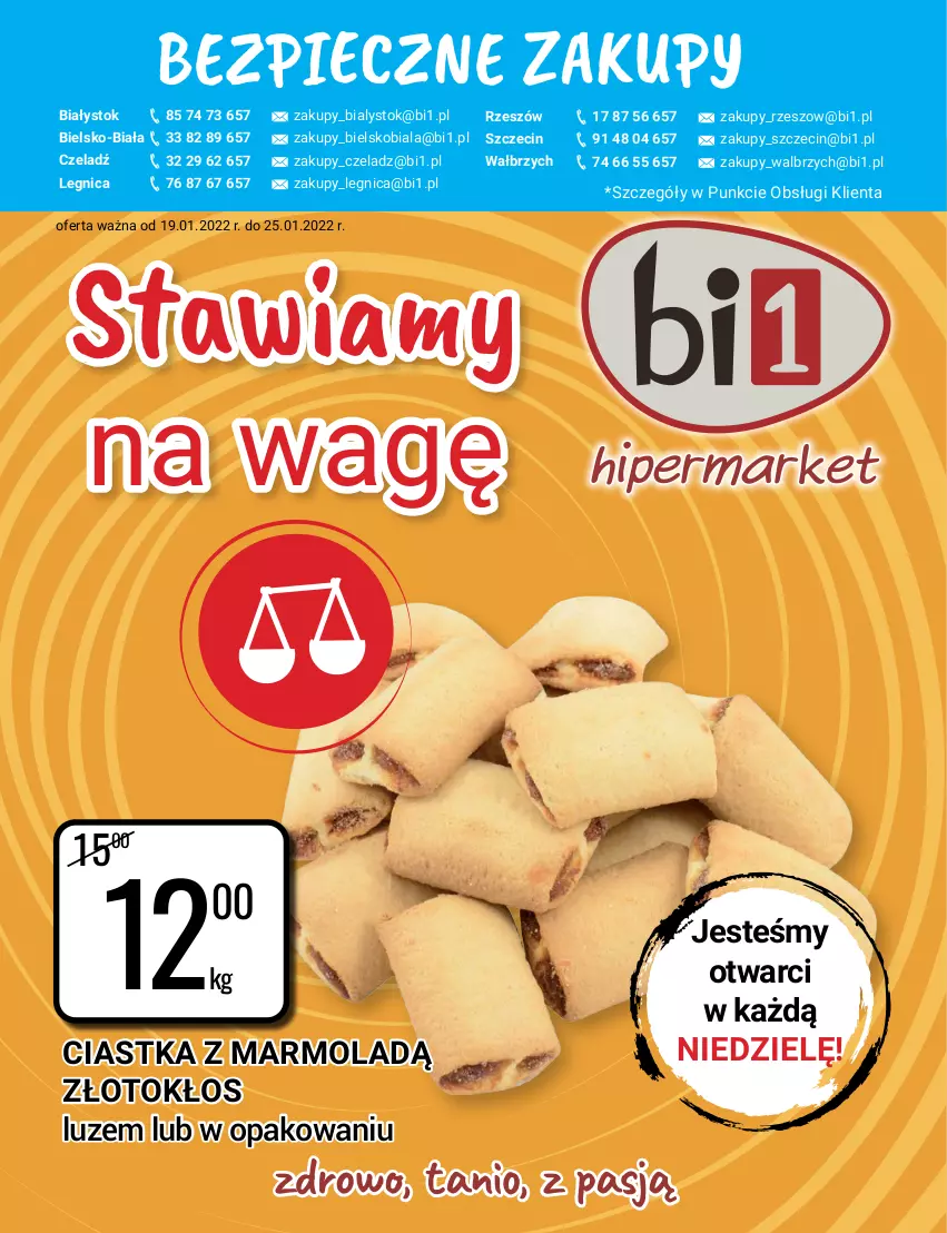 Gazetka promocyjna Bi1 - Stawiamy na wagę - ważna 19.01 do 25.01.2022 - strona 1 - produkty: Ciastka, Mola, Piec