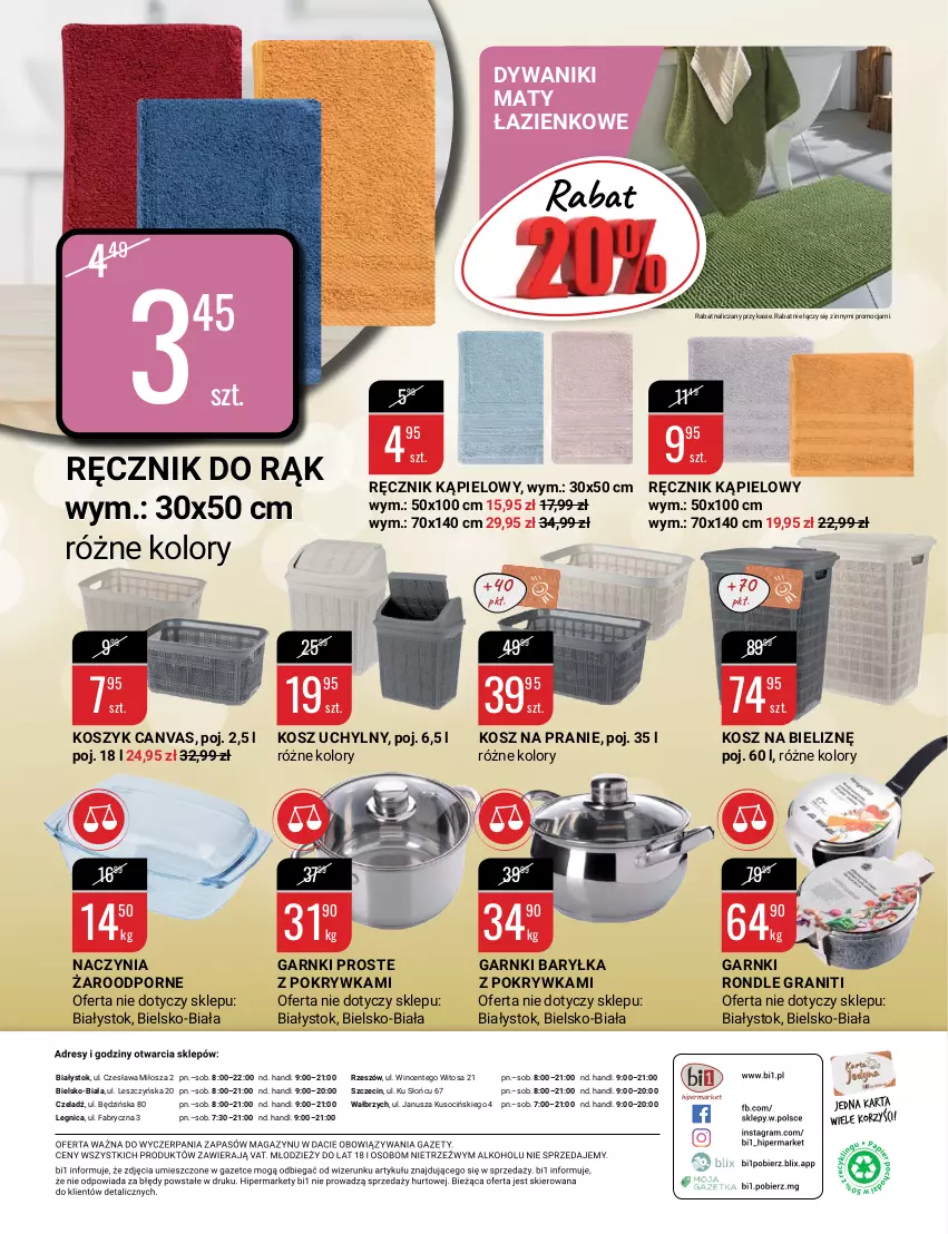 Gazetka promocyjna Bi1 - Stawiamy na wagę - ważna 19.01 do 25.01.2022 - strona 20 - produkty: Dywan, Dywanik, Fa, Gra, Kosz, Kosz na bieliznę, Por, Ręcznik, Ręcznik kąpielowy