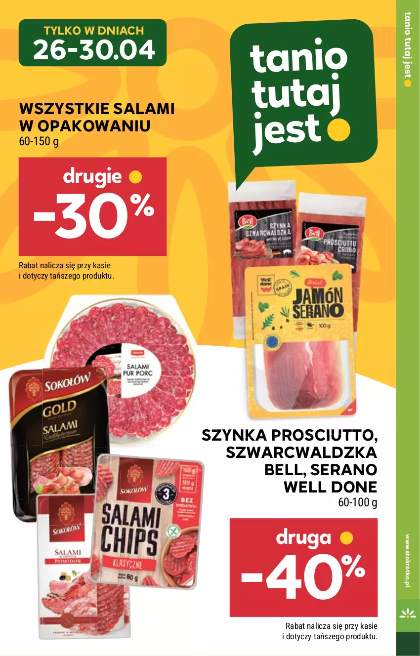 Gazetka promocyjna Stokrotka - Supermarket - ważna 25.04 do 29.04.2024 - strona 13 - produkty: Bell, Prosciutto, Salami, Ser, Szynka