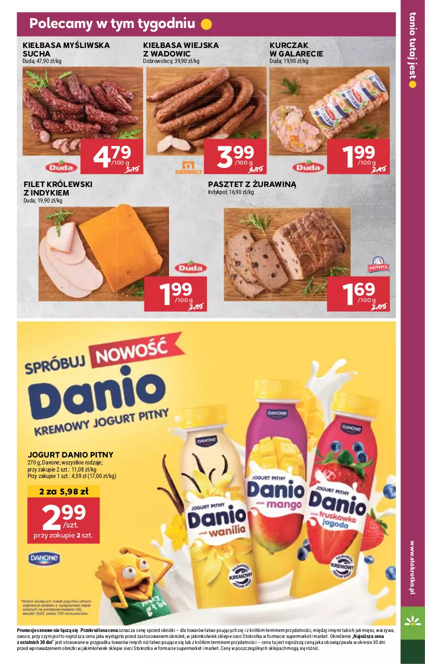 Gazetka promocyjna Stokrotka - Supermarket - ważna 25.04 do 29.04.2024 - strona 15 - produkty: Danio, Danone, Duda, Gala, Jogurt, Kiełbasa, Kiełbasa wiejska, Królewski, Kurczak, Mięso, Owoce, Pasztet, Warzywa