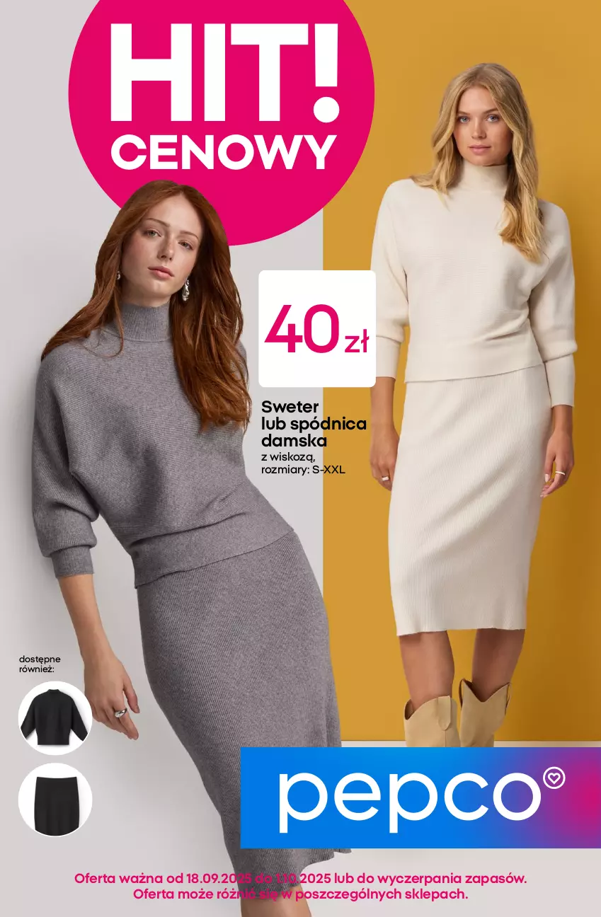 Gazetka promocyjna Pepco - Wszystko na jesień jest tu - ważna 18.09 do 01.10.2025 - strona 1 - produkty: Spódnica, Sweter
