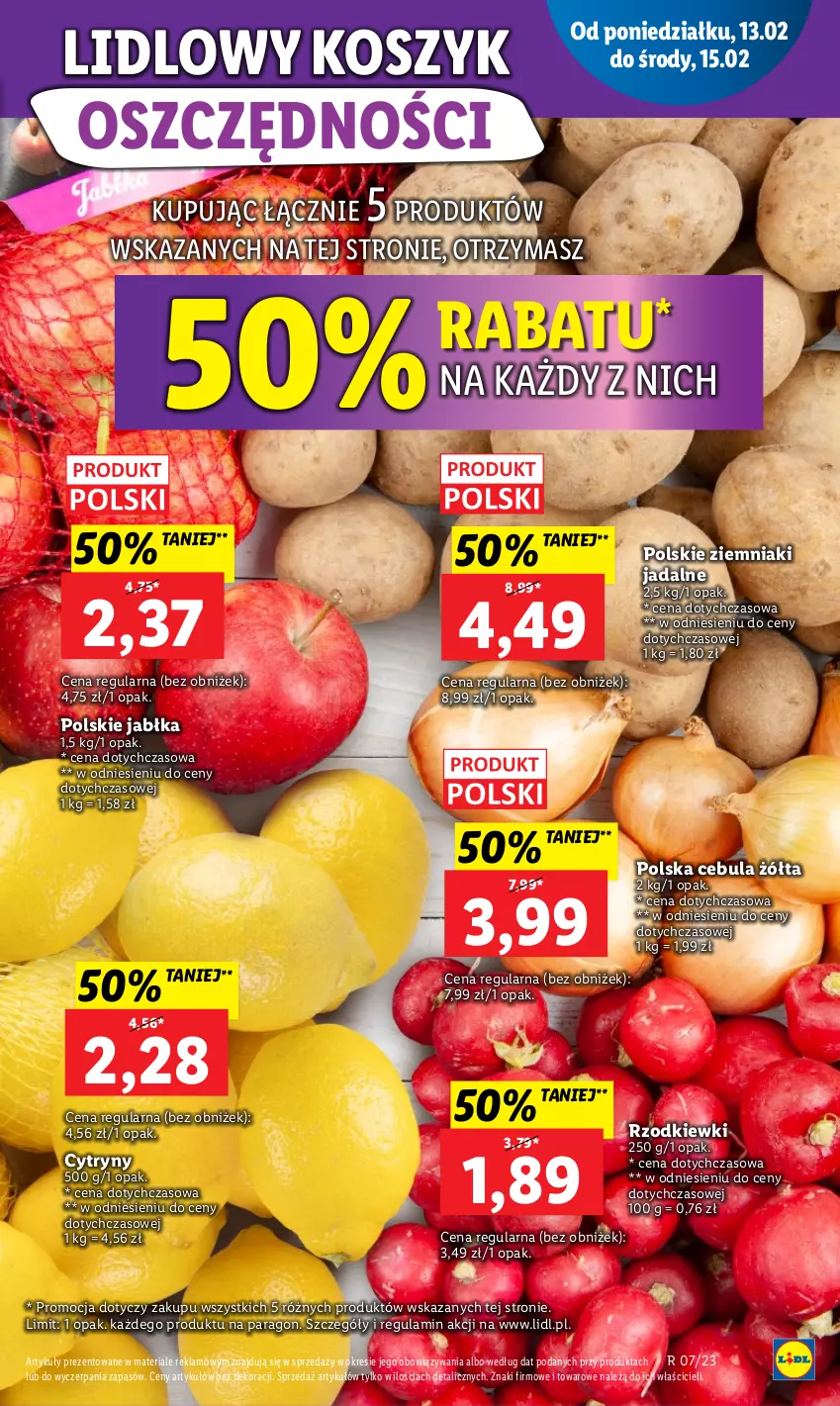 Gazetka promocyjna Lidl - GAZETKA - ważna 13.02 do 15.02.2023 - strona 17 - produkty: Cebula, Cytryny, Jabłka, Kosz, Ziemniaki