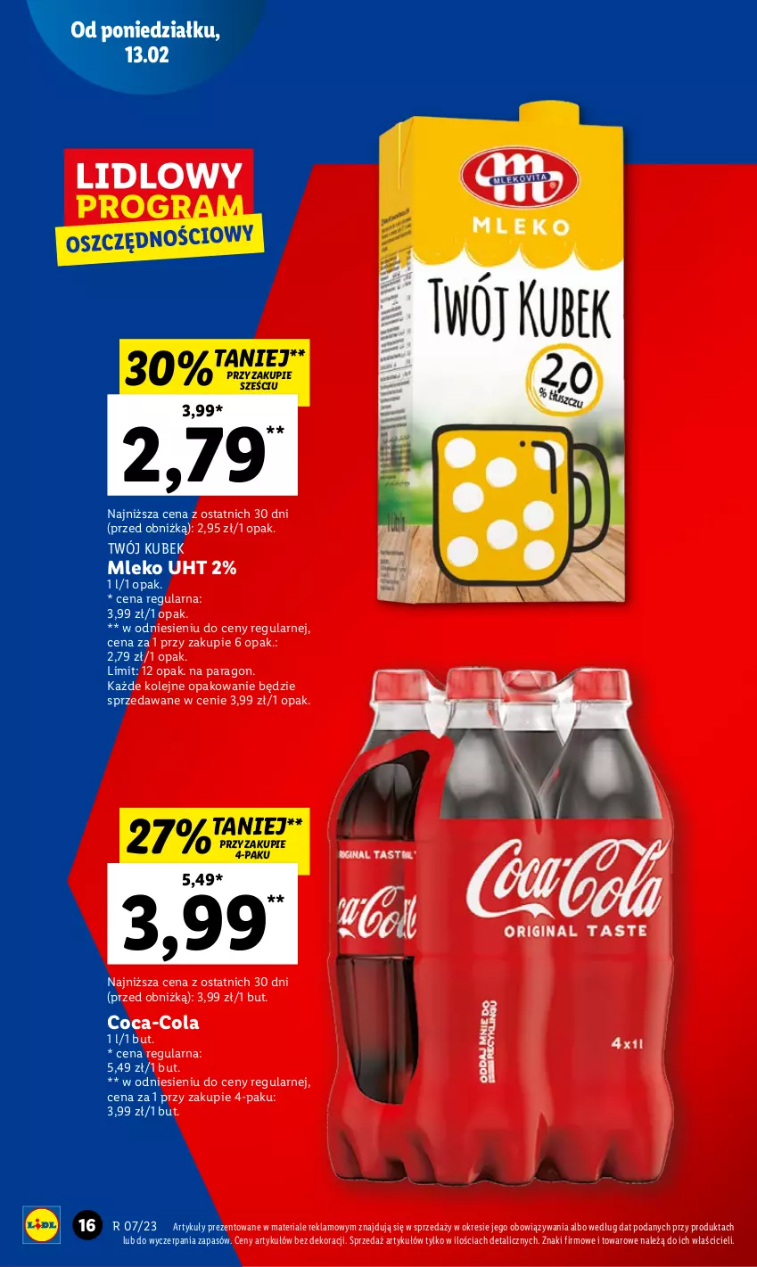 Gazetka promocyjna Lidl - GAZETKA - ważna 13.02 do 15.02.2023 - strona 18 - produkty: Coca-Cola, Kubek, Mleko, Olej