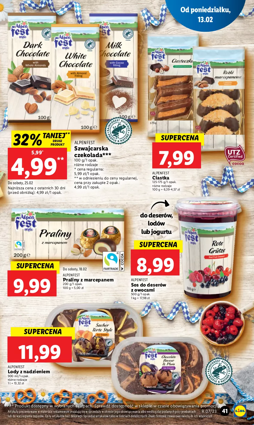 Gazetka promocyjna Lidl - GAZETKA - ważna 13.02 do 15.02.2023 - strona 43 - produkty: Cars, Ciastka, Czekolada, Deser, Jogurt, Lody, Praliny, Ser, Sos