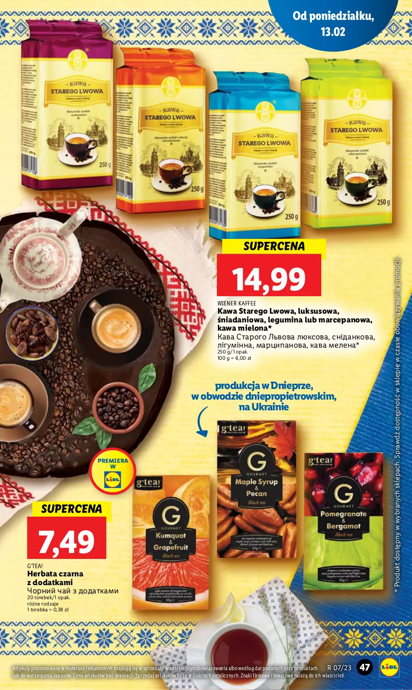 Gazetka promocyjna Lidl - GAZETKA - ważna 13.02 do 15.02.2023 - strona 49 - produkty: Danio, Herbata, Herbata czarna, Kawa, Kawa mielona, Torebka