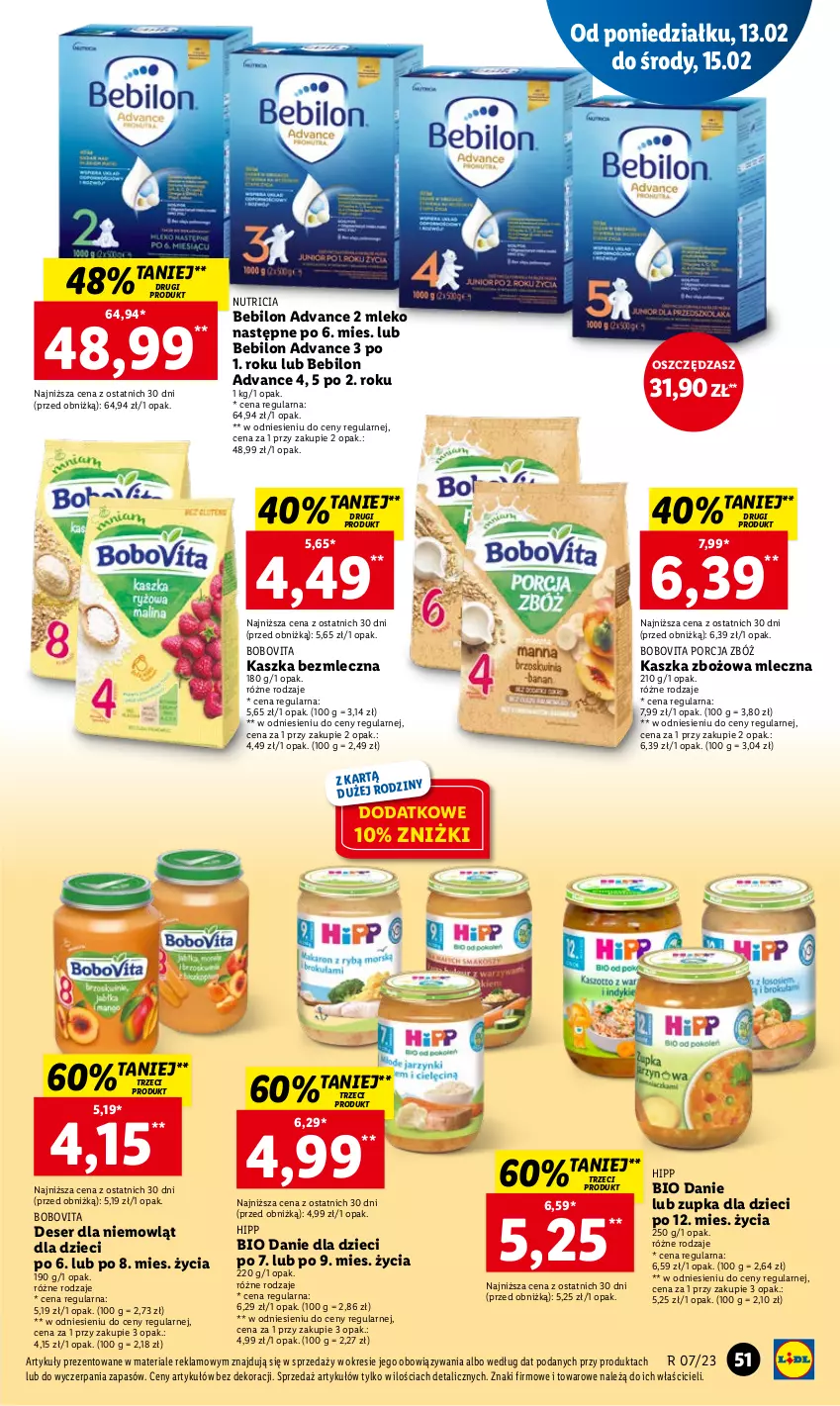 Gazetka promocyjna Lidl - GAZETKA - ważna 13.02 do 15.02.2023 - strona 53 - produkty: BEBILON, BoboVita, Danie dla dzieci, Deser, Dzieci, HiPP, Hipp Bio, Mleko, O nas, Por, Ser