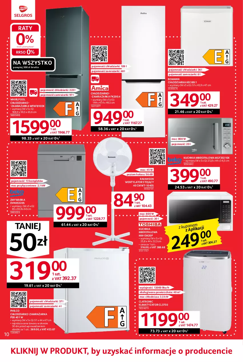 Gazetka promocyjna Selgros - Oferta przemysłowa - ważna 01.06 do 14.06.2023 - strona 12 - produkty: Chłodziarka, Fa, K2, Kuchnia, PSB, Warka, Whirlpool, Zamrażarka, Zmywarka