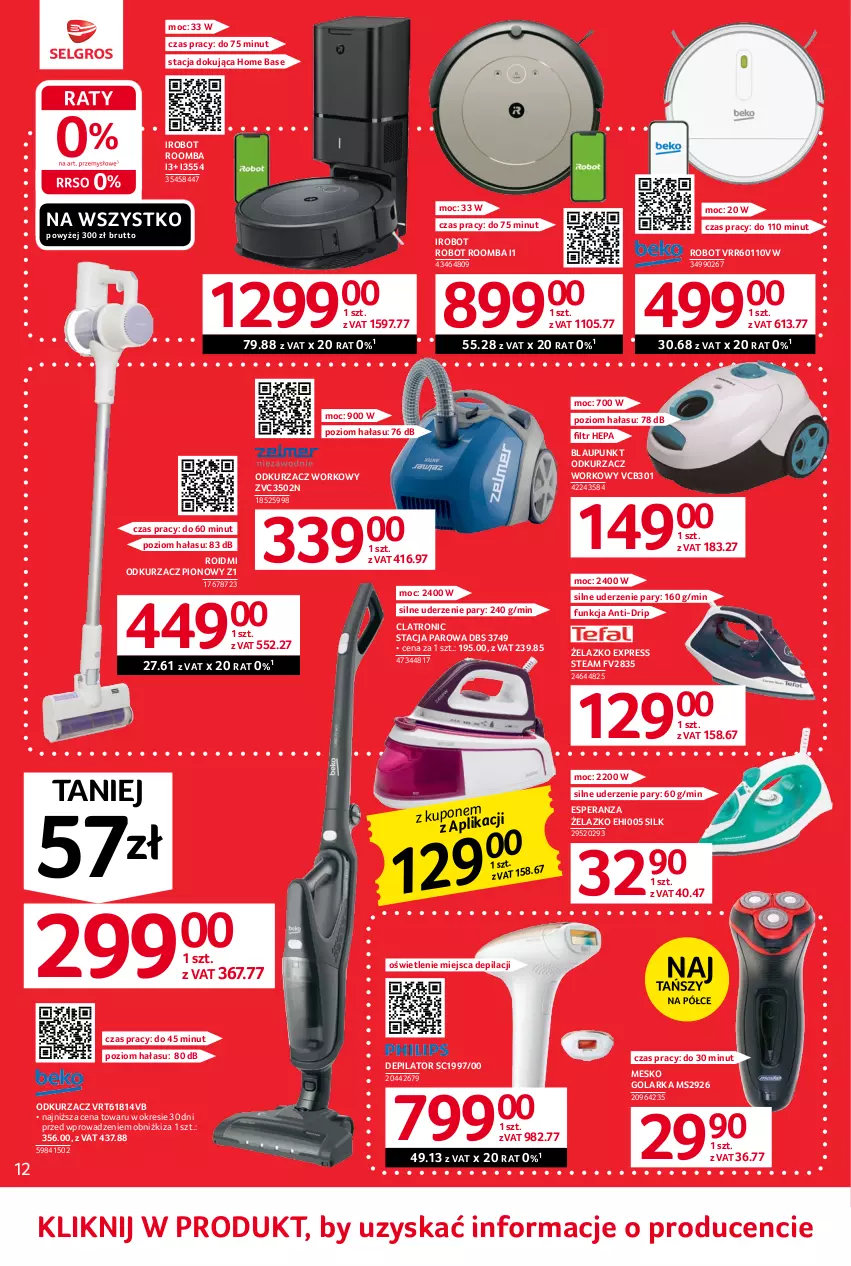 Gazetka promocyjna Selgros - Oferta przemysłowa - ważna 01.06 do 14.06.2023 - strona 14 - produkty: Depilator, Golarka, IRobot, Odkurzacz, Robot, Roomba