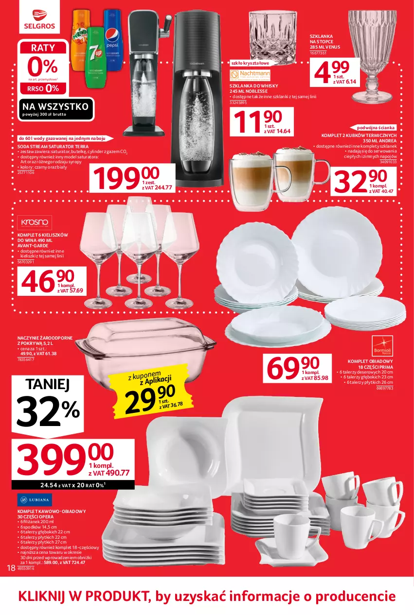 Gazetka promocyjna Selgros - Oferta przemysłowa - ważna 01.06 do 14.06.2023 - strona 20 - produkty: Deser, Komplet obiadowy, Lanki, Naczynie żaroodporne, Por, Prima, Ser, Syrop, Syropy, Szklanka, Talerz, Top, Venus, Whisky