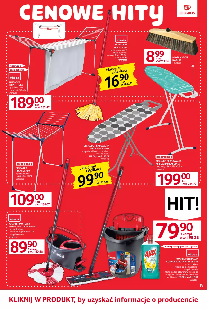 Gazetka promocyjna Selgros - Oferta przemysłowa - ważna 01.06 do 14.06.2023 - strona 21 - produkty: Ajax, Asus, Deska do prasowania, Gra, Kije, Miotła, Mop, Rama, Suszarka, Wiadro