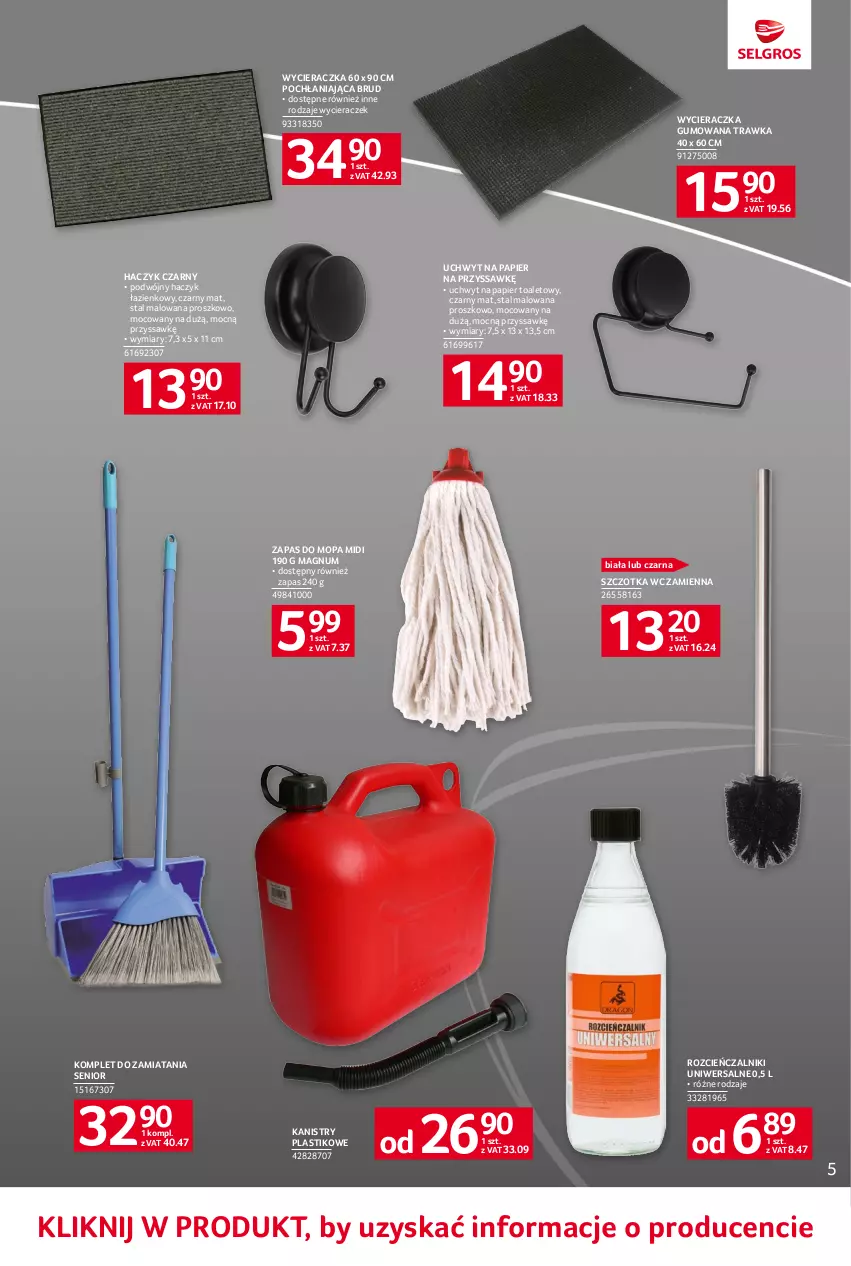 Gazetka promocyjna Selgros - Oferta przemysłowa - ważna 01.06 do 14.06.2023 - strona 39 - produkty: Cień, Haczyk, Mop, Papier, Papier toaletowy, Szczotka, Wycieraczka