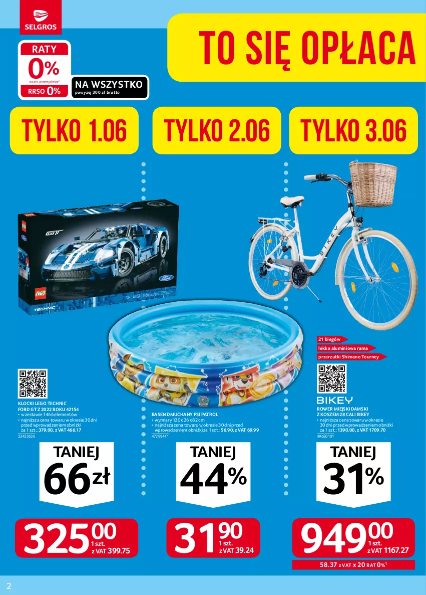 Gazetka promocyjna Selgros - Oferta przemysłowa - ważna 01.06 do 14.06.2023 - strona 4 - produkty: Klocki, Kosz, LEGO, LEGO Technic, Psi Patrol, Rama, Rower