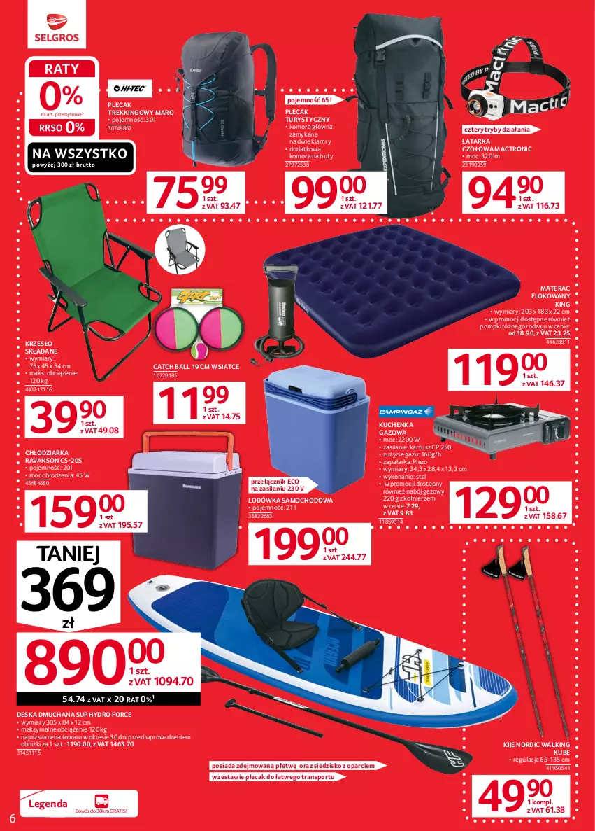 Gazetka promocyjna Selgros - Oferta przemysłowa - ważna 01.06 do 14.06.2023 - strona 8 - produkty: Buty, Chłodziarka, Gra, Kije, Krzesło, Krzesło składane, Latarka, Latarka czołowa, Lodówka, Materac, Plecak, Por, Siedzisko, Silan, Sport, Tarka, Tera, Tran, Tusz, Zapalarka