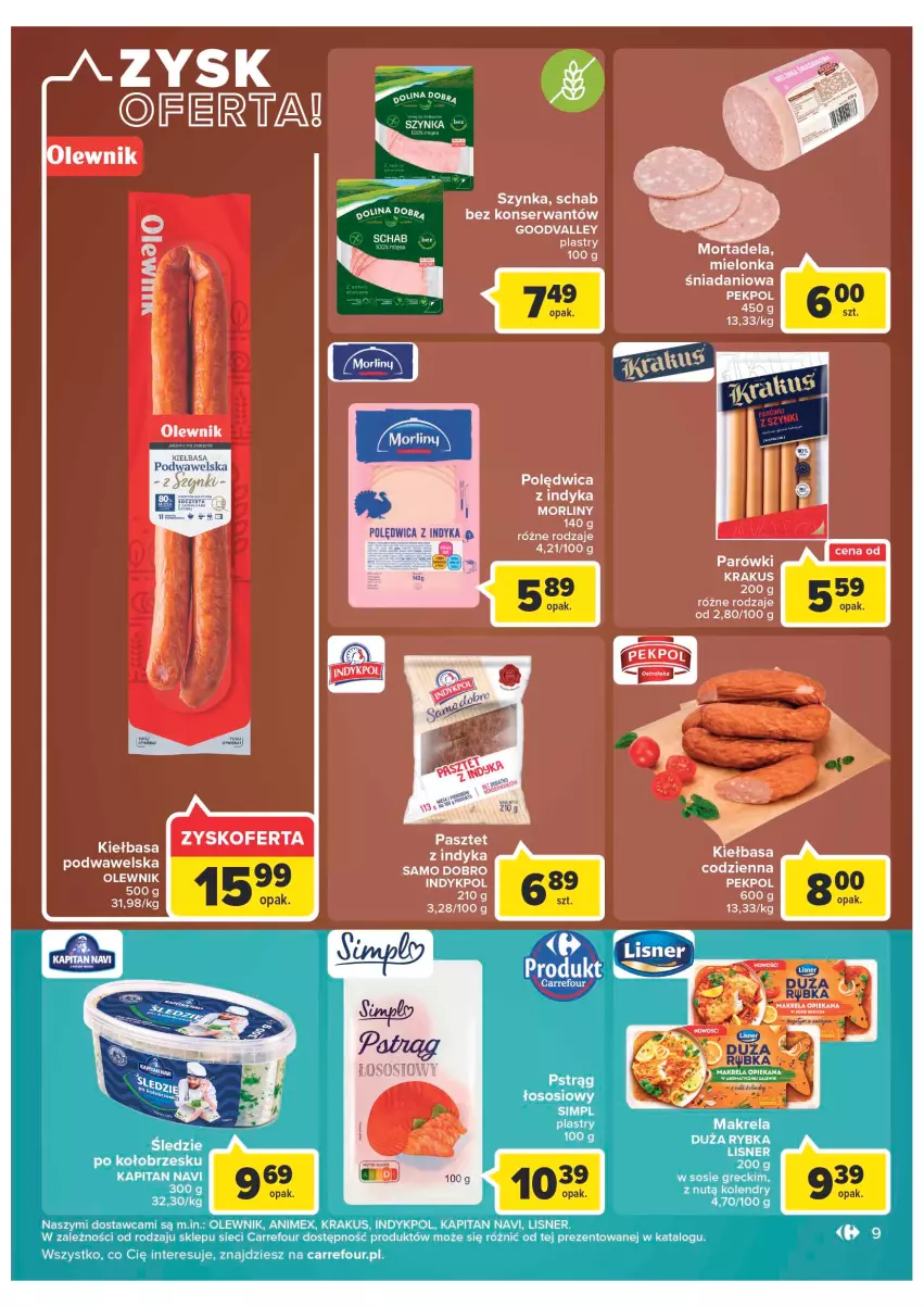 Gazetka promocyjna Carrefour - Gazetka Carrefour - ważna 08.11 do 19.11.2022 - strona 11 - produkty: Kiełbasa, Kiełbasa podwawelska, Krakus, Lisner, Olewnik, Sos, Wawel