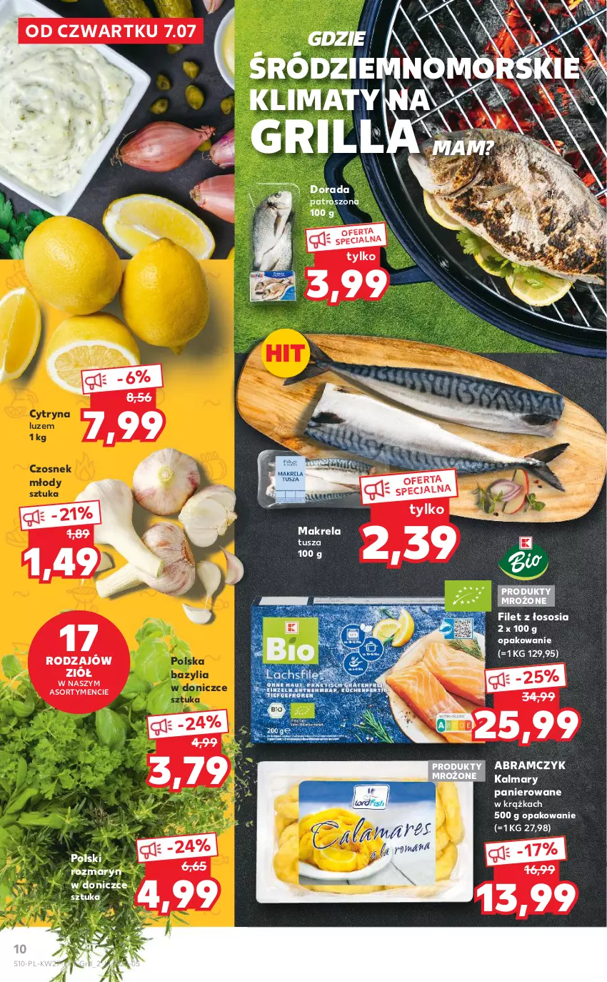 Gazetka promocyjna Kaufland - OFERTA TYGODNIA - ważna 07.07 do 13.07.2022 - strona 10 - produkty: Bazyl, Bazylia, Czosnek, Grill, Kalmar, Kalmary, Produkty mrożone, Sos, Tusz