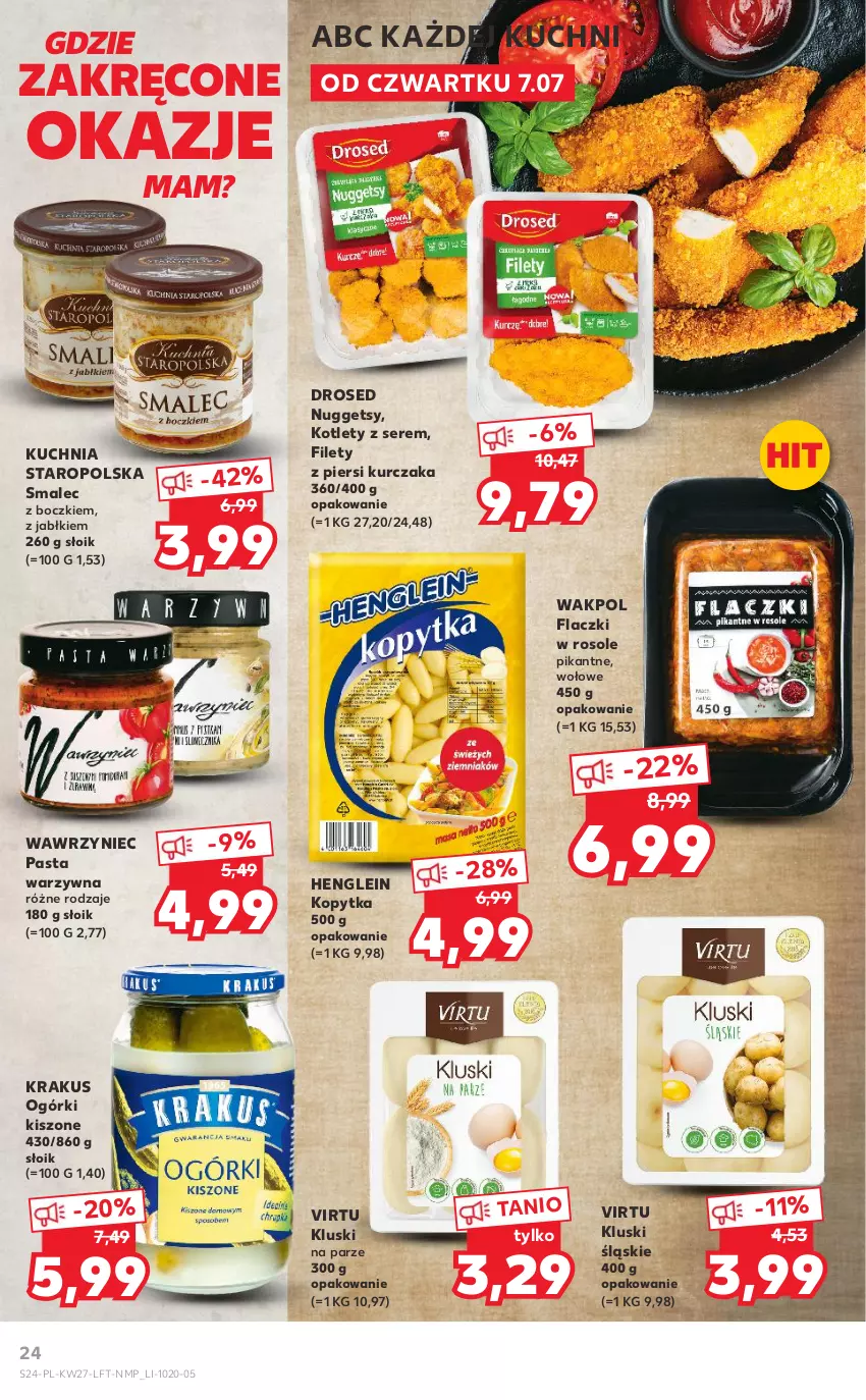 Gazetka promocyjna Kaufland - OFERTA TYGODNIA - ważna 07.07 do 13.07.2022 - strona 24 - produkty: Kluski na parze, Kopytka, Kotlet, Krakus, Kuchnia, Kuchnia Staropolska, Kurczak, Pasta warzywna, Ser, Smalec, Virtu