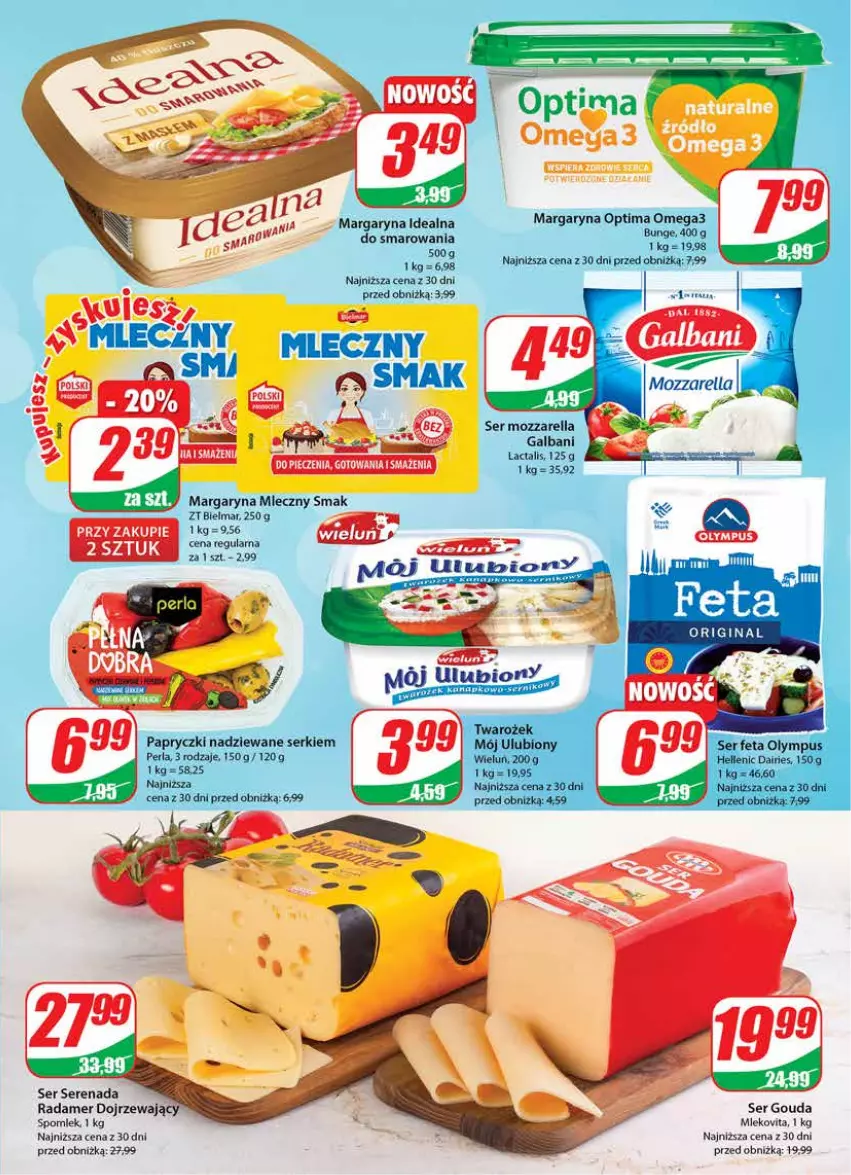 Gazetka promocyjna Dino - G26 - ważna 28.06 do 04.07.2023 - strona 15 - produkty: Galbani, Gouda, Margaryna, Mozzarella, Optima, Optima Omega3, Papryczki nadziewane, Radamer, Ser