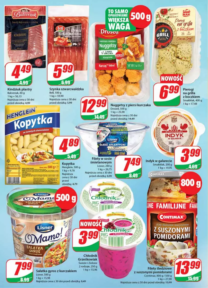 Gazetka promocyjna Dino - G26 - ważna 28.06 do 04.07.2023 - strona 16 - produkty: Bell, Grill, Gyros, Kindziuk, Kopytka, Kurczak, LG, Lisner, Pierogi, Ponti, Sałat, Sałatka, Sos, Szynka