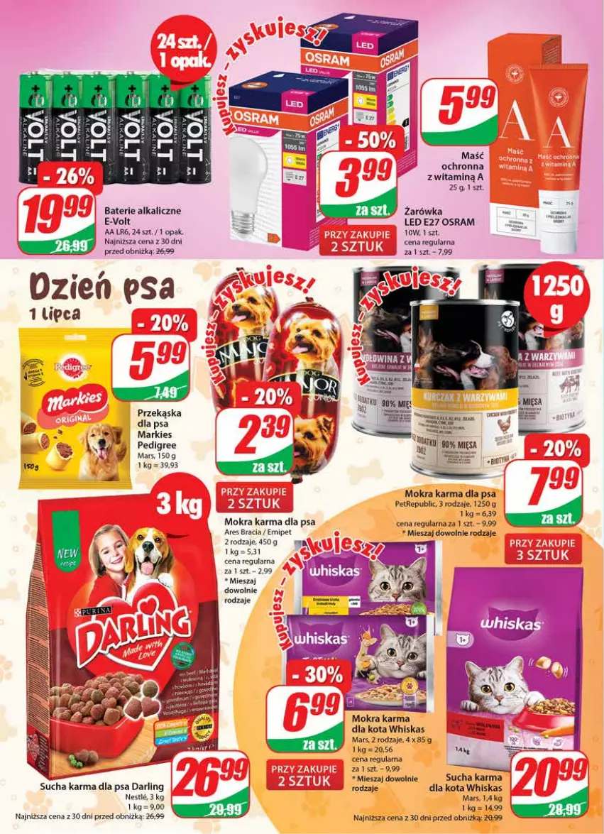 Gazetka promocyjna Dino - G26 - ważna 28.06 do 04.07.2023 - strona 22 - produkty: Baterie alkaliczne, Mars, Mokra karma, Pedigree, Sucha karma, Whiskas