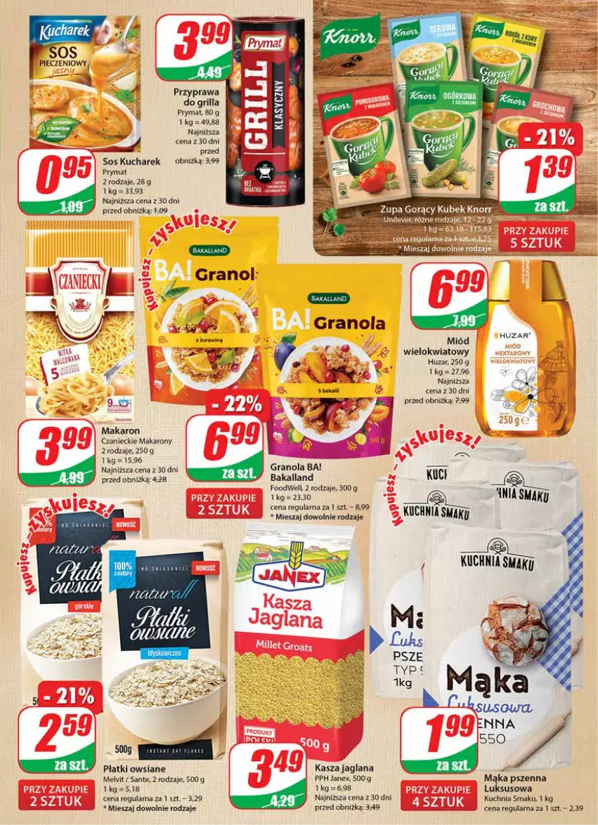 Gazetka promocyjna Dino - G26 - ważna 28.06 do 04.07.2023 - strona 7 - produkty: Ba!, Bakalland, Gra, Granola, Grill, Kasza, Kasza jaglana, Knorr, Kubek, Kucharek, Kuchnia, LANA, Mąka, Mąka pszenna, Makaron, Melvit, Miód, Płatki owsiane, Prymat, Sante, Sos, Zupa