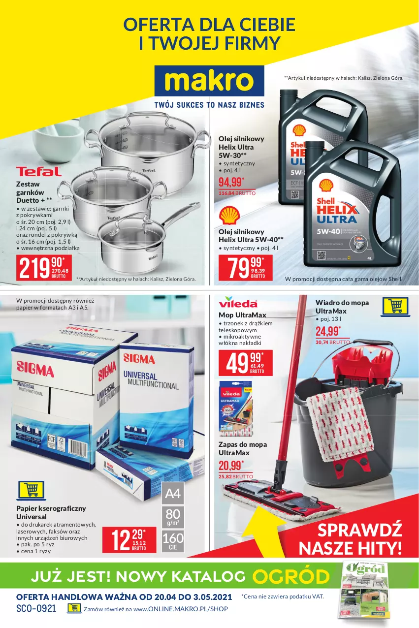 Gazetka promocyjna Makro - [Oferta promocyjna] Artykuły przemysłowe - ważna 19.04 do 03.05.2021 - strona 1 - produkty: Biuro, Fa, Gra, Mop, Ogród, Olej, Olej silnikowy, Papier, Rama, Rondel, Ser, Teleskop, Wiadro