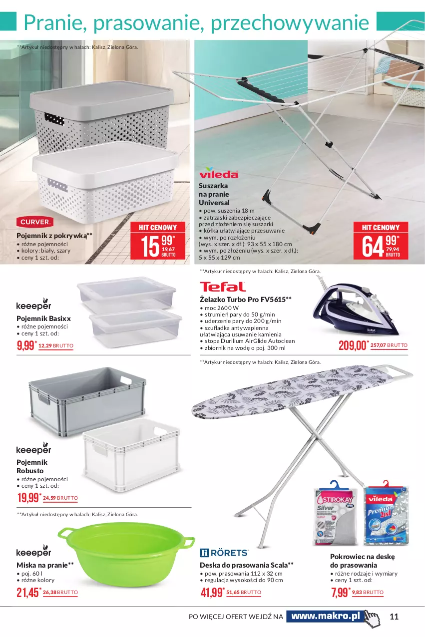 Gazetka promocyjna Makro - [Oferta promocyjna] Artykuły przemysłowe - ważna 19.04 do 03.05.2021 - strona 11 - produkty: Deska do prasowania, Miska, Piec, Pojemnik, Pojemnik z pokrywką, Pokrowiec, Pokrowiec na deskę, Rum, Sok, Suszarka, Suszarka na pranie, Suszarki, Top