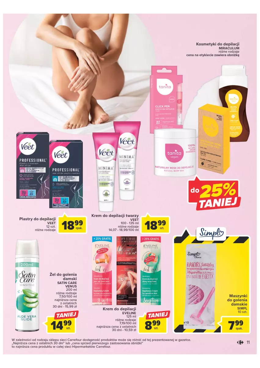 Gazetka promocyjna Carrefour - Gazetka Wiosna w pięknym stylu - ważna 07.03 do 18.03.2023 - strona 11 - produkty: Depilator, Depilatory, Eveline, Gin, Krem do depilacji, Plastry do depilacji, Sati, Veet, Venus