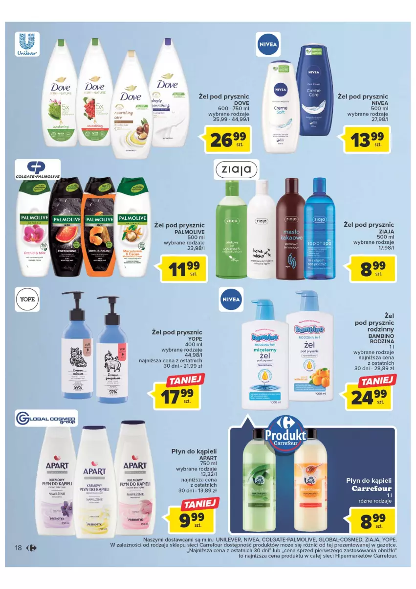 Gazetka promocyjna Carrefour - Gazetka Wiosna w pięknym stylu - ważna 07.03 do 18.03.2023 - strona 18 - produkty: Colgate, Dove, LG, Miecz, Mleko, Nivea, Palmolive, Płyn do kąpieli, Yope, Ziaja