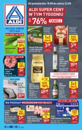 Gazetka promocyjna Aldi - Pełna oferta - Gazetka - ważna od 23.08 do 23.08.2025 - strona 1 - produkty: Piwa, Piwo, Kurczak, Mięso mielone, Mięso mielone z łopatki wieprzowej, Ser, Por, Gin, Gra, Papier, Kawa ziarnista, Królewski, Pościel, Parówki, Mięsne specjały, Kawa, Papier toaletowy, Mocca Fix Gold, Oliwa z oliwek, Woseba, Grunt, Masło, Mięso
