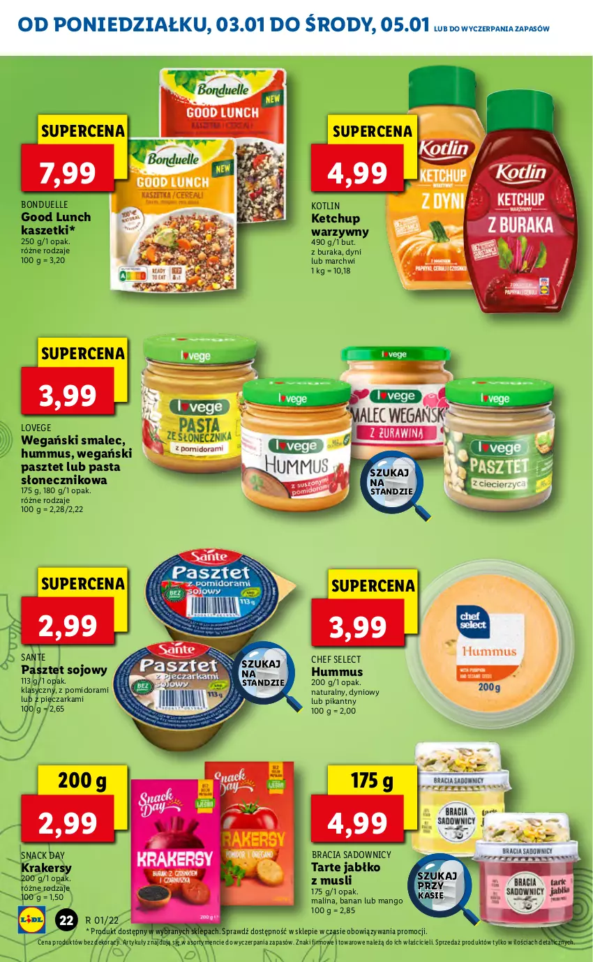 Gazetka promocyjna Lidl - KATALOG VEMONDO - ważna 03.01 do 09.01.2022 - strona 8 - produkty: Bonduelle, Hummus, Ketchup, Kotlin, Krakersy, Mango, Mus, Pasztet, Piec, Pieczarka, Sante, Smalec