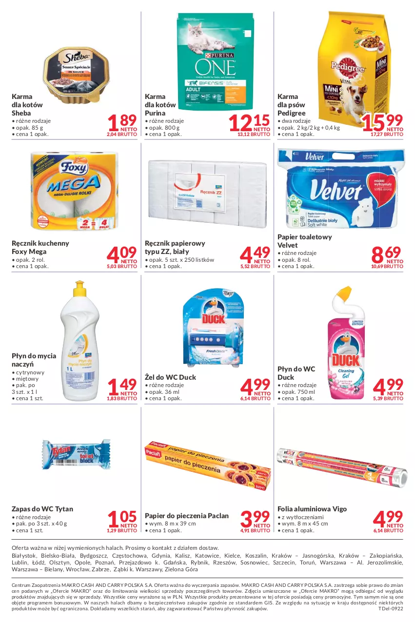 Gazetka promocyjna Makro - [Oferta promocyjna] Dostawy - ważna 17.04 do 02.05.2022 - strona 12 - produkty: Do mycia naczyń, Duck, Folia aluminiowa, Foxy, Gra, Kosz, Papier, Papier do pieczenia, Papier toaletowy, Pedigree, Piec, Płyn do mycia, Płyn do mycia naczyń, Płyn do wc, Pur, Purina, Ręcznik, Ręcznik kuchenny, Rum, Sheba, Sos, Szal, Tytan, Velvet