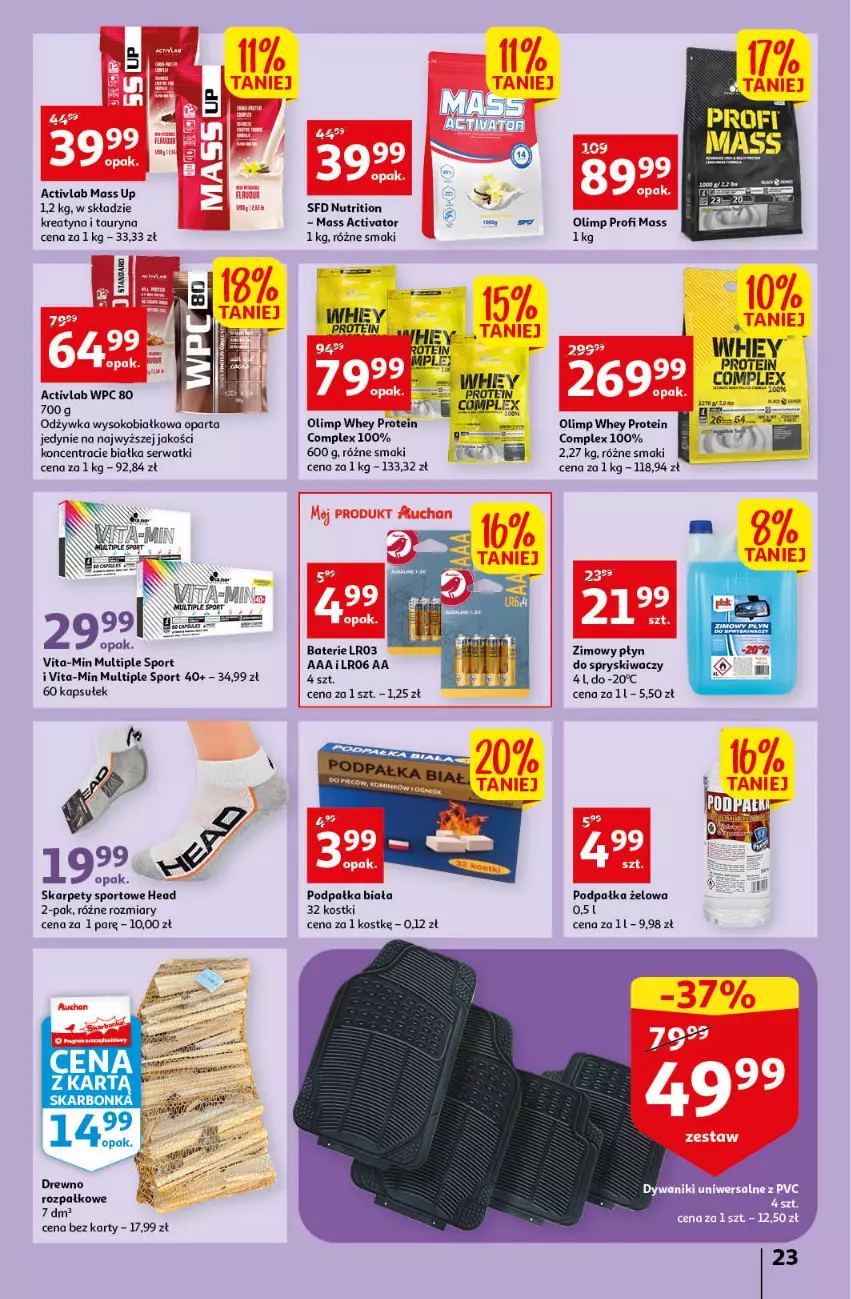 Gazetka promocyjna Auchan - Gazetka Koszyk Oszczędności Auchan Hipermarket - ważna 19.01 do 25.01.2023 - strona 23 - produkty: Dywan, Dywanik, Karp, Odżywka, Płyn do spryskiwaczy, Por, Ser, Sok, Sport, Vita-Min