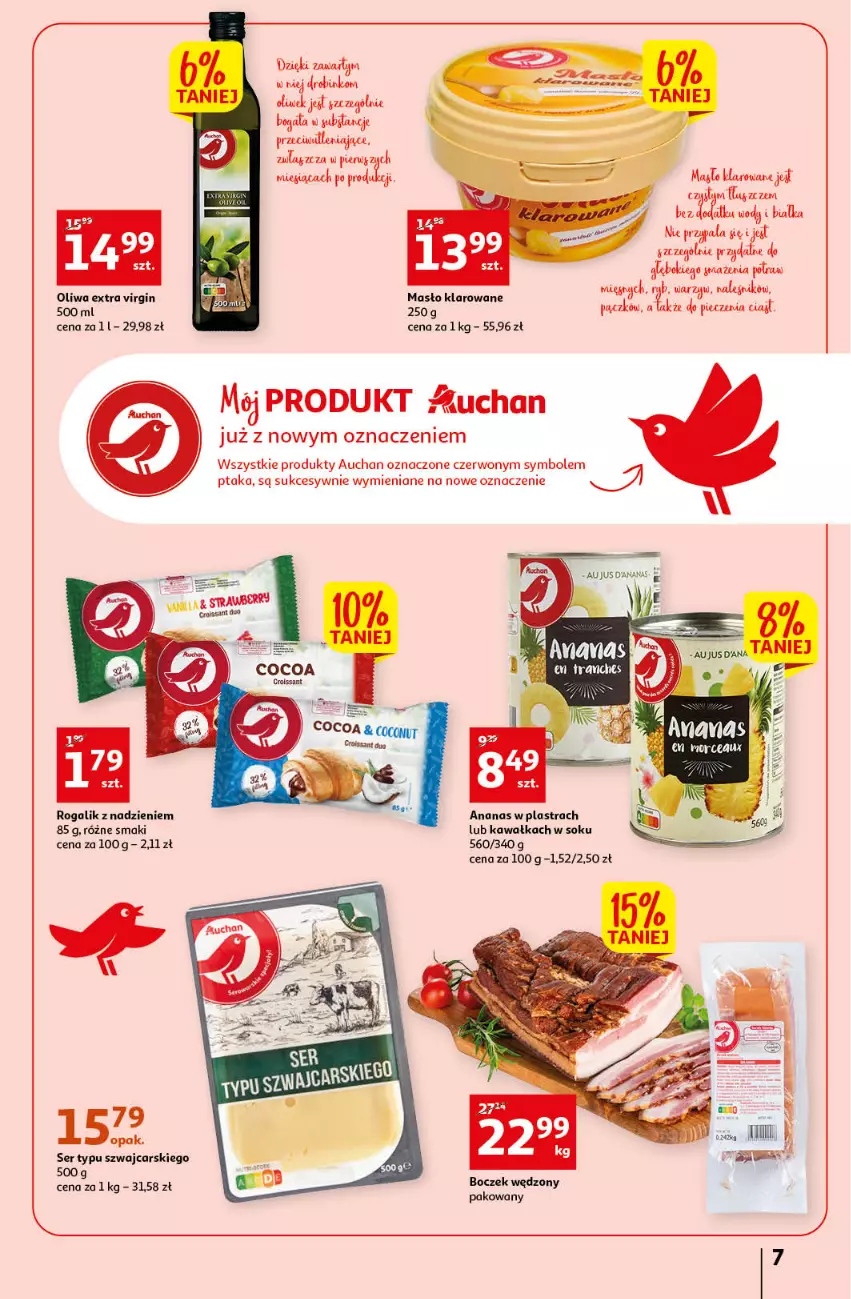 Gazetka promocyjna Auchan - Gazetka Koszyk Oszczędności Auchan Hipermarket - ważna 19.01 do 25.01.2023 - strona 7 - produkty: Ananas, Ananas w plastrach, Boczek, Cars, Gin, Kawa, Masło, Masło klarowane, Rogal, Ser, Sok