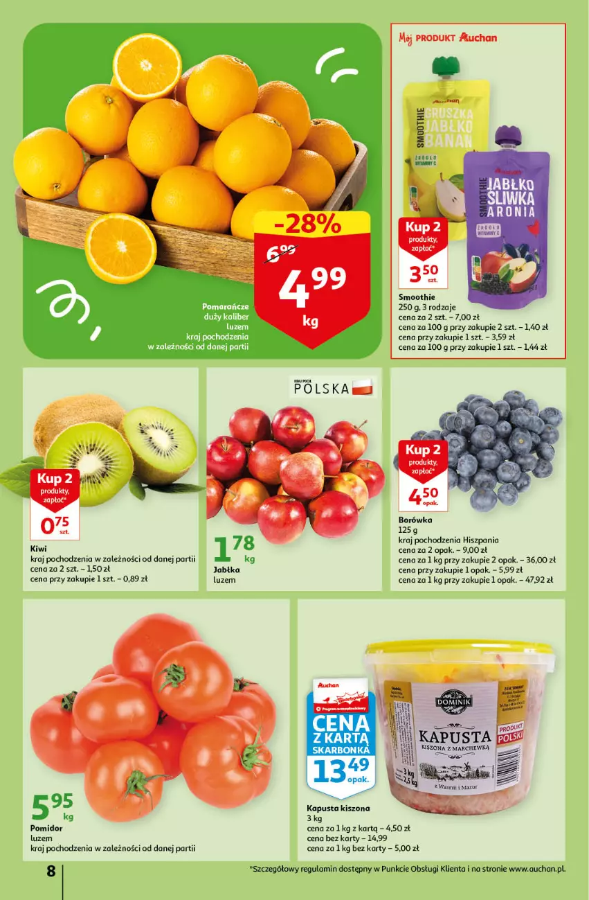 Gazetka promocyjna Auchan - Gazetka Koszyk Oszczędności Auchan Hipermarket - ważna 19.01 do 25.01.2023 - strona 8 - produkty: Borówka, Jabłka, Kiwi, Smoothie