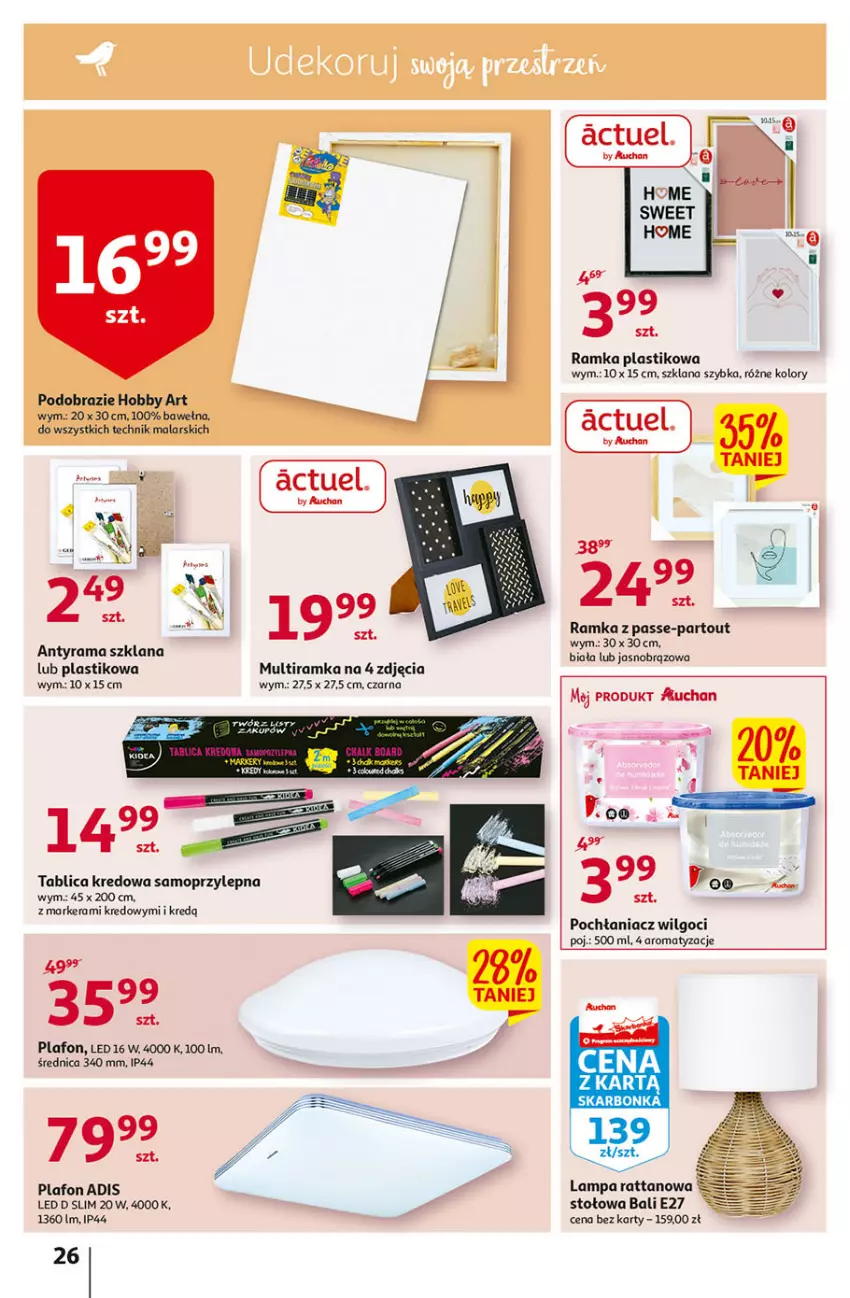 Gazetka promocyjna Auchan - Gazetka przeNISKIE CENY – Przekorzyści cenowe Hipermarkety - ważna 22.09 do 28.09.2022 - strona 26 - produkty: Hobby, Lampa, LANA, LG, Marker, Mop, Obraz, Plafon, Pochłaniacz wilgoci, Rama, Ramka, Wełna