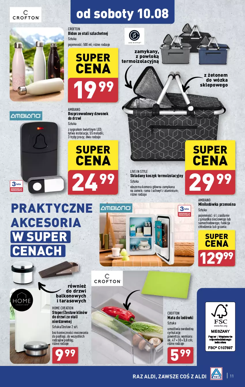 Gazetka promocyjna Aldi - Artykuły przemysłowe i tekstylia - ważna 05.08 do 10.08.2024 - strona 11 - produkty: Drzwi, Dzwonek, Kosz, Lodówka, Rama, Silan, Top