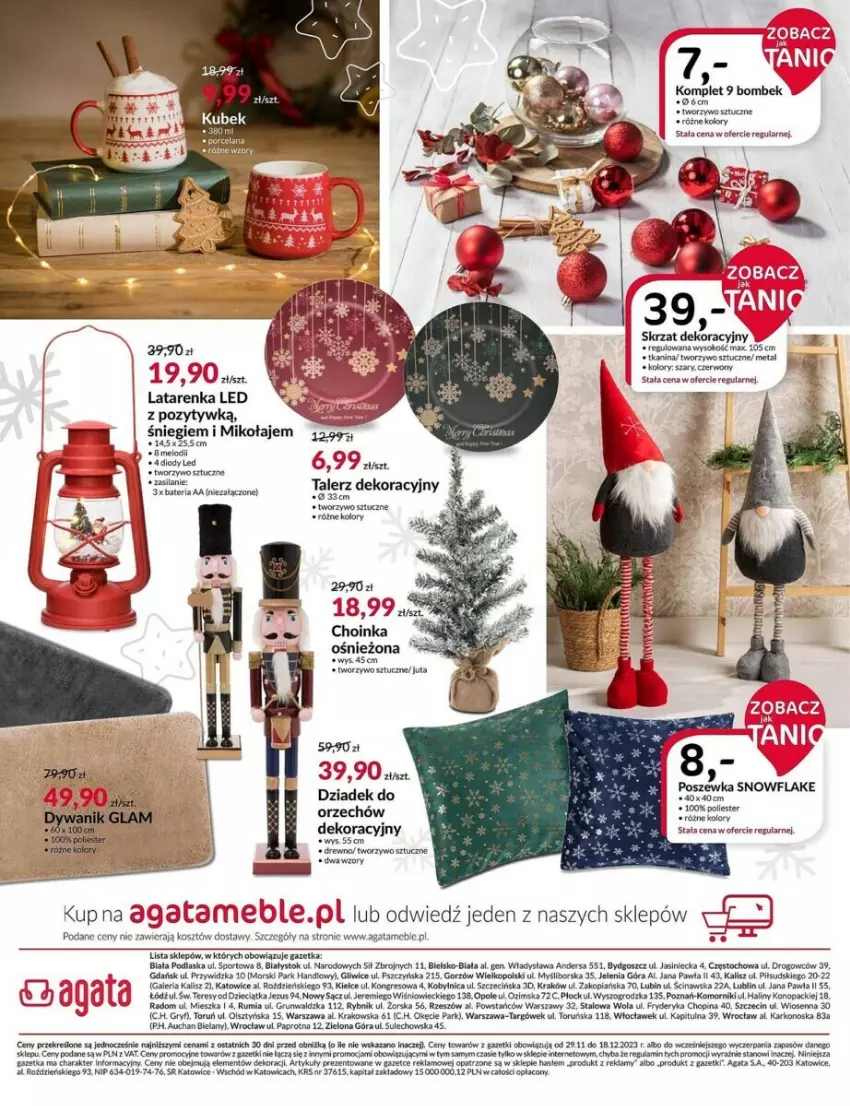 Gazetka promocyjna Agata Meble - ważna 29.11 do 18.12.2023 - strona 4 - produkty: Bateria, Choinka, Dziadek do orzechów, Dzieci, Fa, Gres, Gry, Inka, Kosz, LANA, Mars, Por, Rum, Silan, Skrzat, Sok, Sport, Talerz