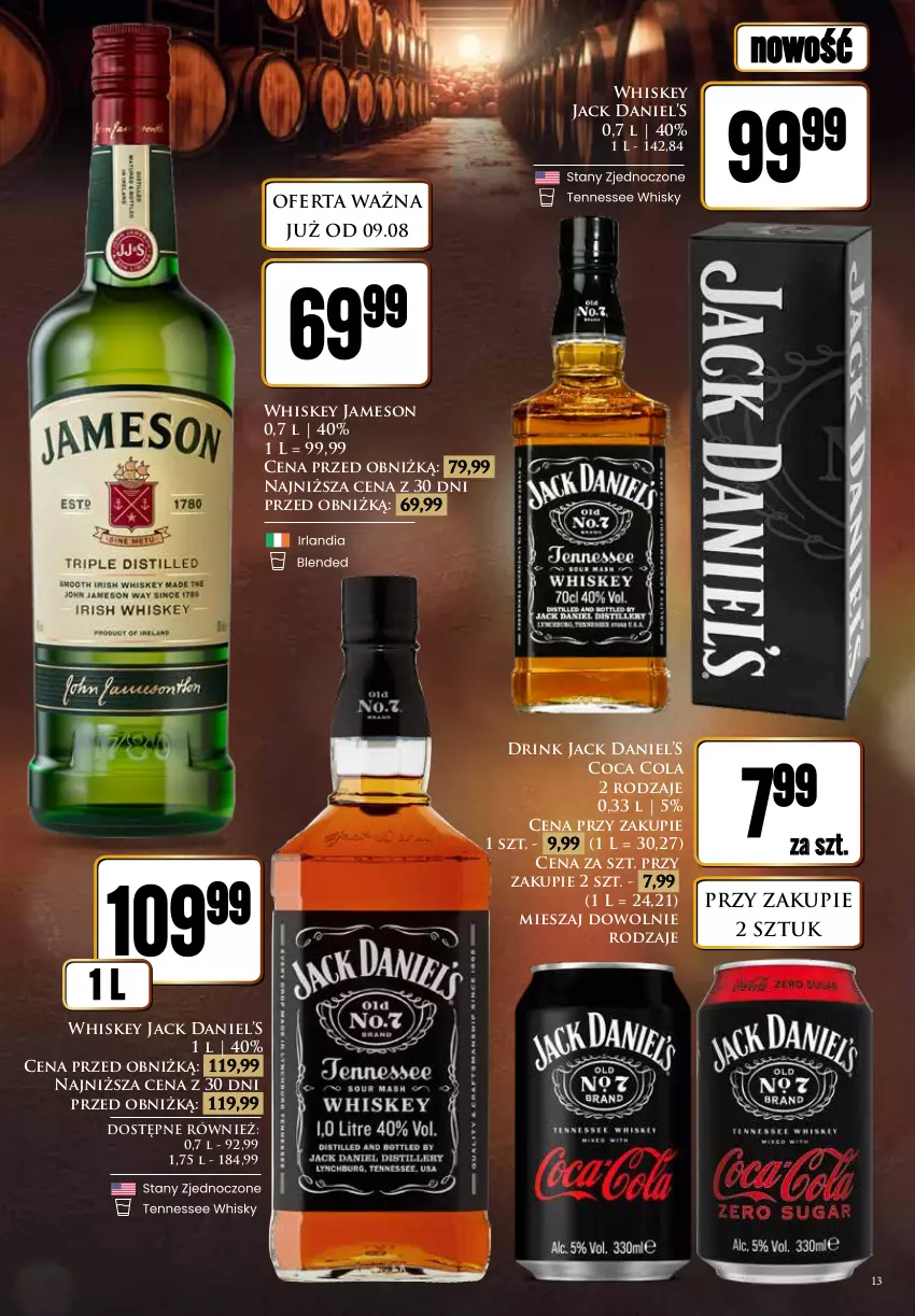 Gazetka promocyjna Dino - Katalog alkoholowy / sierpień 2024 - ważna 09.08 do 17.08.2024 - strona 13 - produkty: Jameson, Whiskey